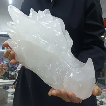 5-30 cm Kúzelnej prírodnom Bielom Quartz Dragon Lebky,White Crystal Clear Ručne Vyrezávané Hlavy Draka,Minerálne Reiki Liečenie Bohatstvo Drahokamy